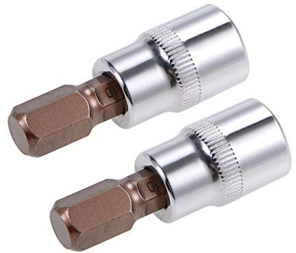 sourcing map 2 Pcs 3/8 Drive x 10mm Hex Bit Socket, Standard Metric, S2 & Cr-V Steel