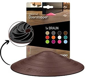 Doornado Multi Surface Door Stop - Heavy Duty Door Wedge - Anti Slip Rubber Buffer - 118x25 Brown