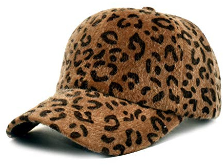 WUXIAOLINDADALA Frauen Winter Fuzzy Plüsch Samt Baseballmütze Leopardenmuster Harajuku Trucker Cap Kaffee