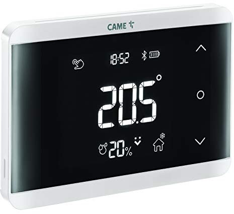 CAME TH/700 WH BT, Thermostat Bluetooth encastrable avec Affichage rétroéclairé et Boutons Soft-Touch. Contrôle Via l'App, Design Moderne pour Un Confort personnalisé et Une consommation Efficace.