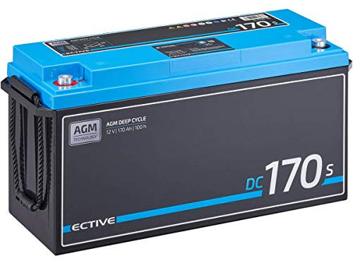 ECTIVE AGM Batterie DC170S - 12V, 170Ah, mit Nachfüllpacks, LCD-Display - Deep Cycle VRLA Versorgungsbatterie, Solarbatterie, Bootsbatterie, Starterbatterie, Blei Akku für Wohnmobil, Wohnwagen, Camper
