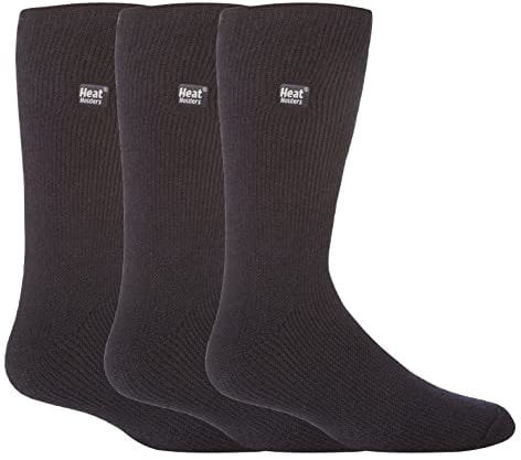 HEAT HOLDERS - 3 Pack Multipack Mens Insulated Thermal Socks for Winter (6-11, Charcoal)