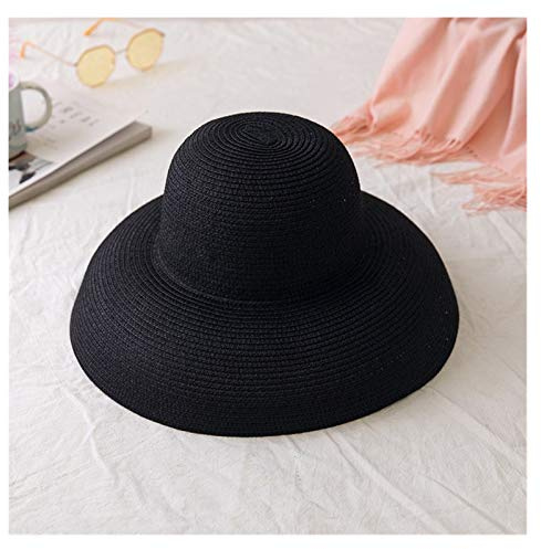 JBIVWW Straw Hat Sunken Modellierungstool Glocken Big Brim Mütze Vintage Bility Tourist Strand Atmosphere (Color : Black)