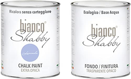 CHALK PAINT Lavanda & FINITURA - Pittura Shabby Chic EXTRA OPACA (1 litro) + Finitura Trasparente Opaco (1 litro)