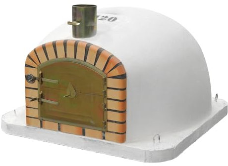 MOVELAR - Four à Bois Extérieur VULCANO (Blanc - 120 x 120 x 91 cm) - Four extérieur de grande taille, non isolé, cuisson au feu de bois, béton, idéal pour jardin ou terrasse