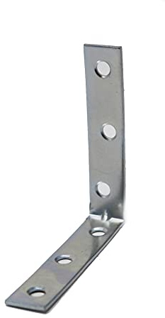 6 x fiXte Stahl-Eckwinkel, verzinkt, rechtwinklig, 75 mm x 16 mm