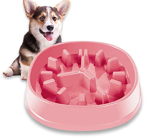 Slow Feeder Dog Bowl,Slow Eating Dog Bowls for Large and Medium Dog,Cat,Puppy,Pet Feeding Bowl Interactive Puzzle Feeder to Prevent Bloat & Choking (Pink)