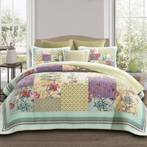YAYIDAY Übergroße Tagesdecke für Kingsize-Bett, Patchwork-Steppdecken-Set (308 x 295 cm)