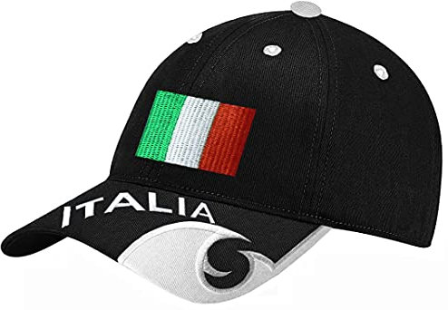 Blackshirt Company Italien Schildmütze Fußball Handball Fan Snapback Basecap Blau Weiß Schwarz Farbe Schwarz