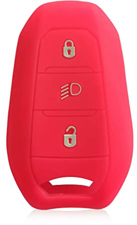 SILUOHAKE Voiture Clé Étui Coque de clé en Silicone Résistant à l'usure et aux Chutes Compatible avec Peugeot 408 508 3008 4008 5008 Citroen C2 C3 C4 C5 Accessoire clé de Voiture(Magenta)