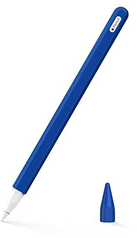 MoKo Pencil Case Compatible with Apple Pencil 2nd Gen, [2 Pieces] Silicone Pencil Holder Sleeve and Nib Cover, Protective Pencil Cover for Apple Pencil 2nd Generation, Dark Blue
