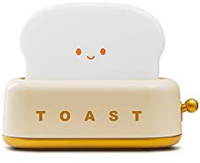 Toaster Lamp Night Lights for Desk Decoration, Cute Toast Bread Shape Light with Smiley Face, for Bedroom Living Room Birthday Child Gift (Yellow)