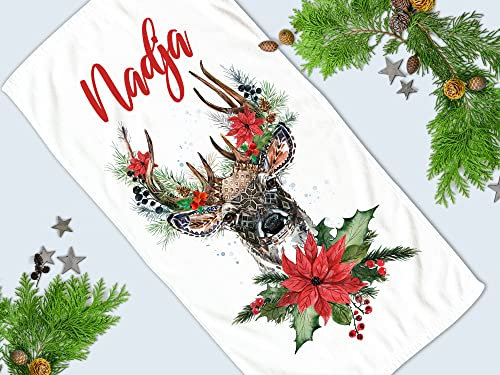 GRAZDesign Weihnachten Geschenk, Badetuch mit Namen, Personalisiertes, 2 Größen, Handtuch, personalisiertes Geschenk zu Weihnachten (140x70cm)