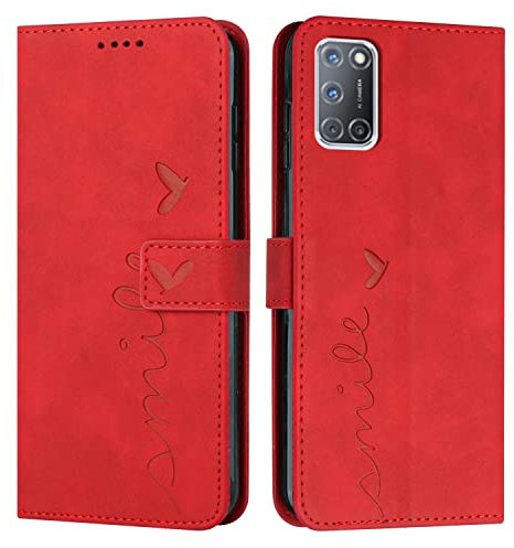 EATCYE Coque pour Oppo A52 / A72 / A92, Étui Housse en Cuir PU Premium Oppo A52 / A72 / A92, Magnetique Flip [Pochette de Portefeuille], Etui de Protection pour Oppo A52 / A72 / A92 (#Rouge)
