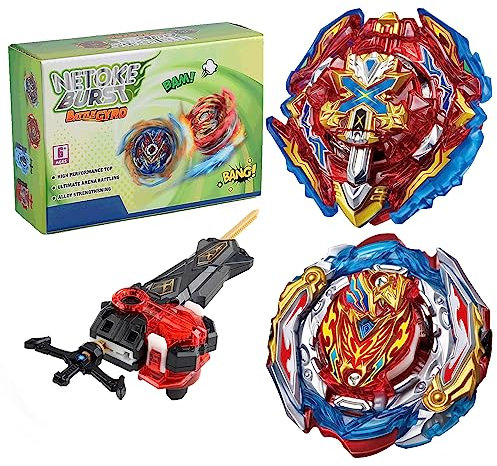Netoke Gyros Kreisel Set, 4D Metall Fusion Kampf Kreisel, Mit Battling Launcher Geschenk-Set, Jugendkampfspiele Wettbewerbsspielzeug, Modelle:B-200+B-201