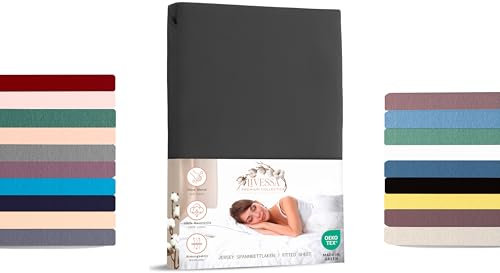 Livessa Spannbettlaken 160x200cm aus Baumwolle Single-Jersey Stoff 140 g/m², Spannbetttuch/Bettlaken mit 30cm Matratzenhöhe, Ultra weich und atmungsaktiv