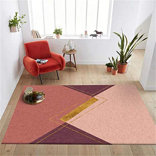 PHLCF Schlafzimmer Teppich bel tappeto Tappeto da comodino fucsia geometrico resistente tappeto di grandi dimensioni spessore 0,7 cm-150 * 200 cm