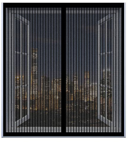Kit Zanzariera Per Finestra Grande 70 x 130 cm Anti Zanzare Insetti Zanzariera Traspirante Aria Fresca Magneti Rete Anti Zanzare Anti Insetti Zanzariera Per Finestre A Battenti, Nero