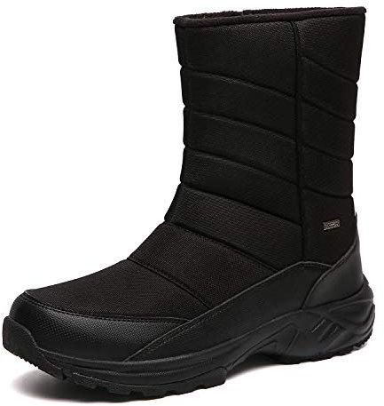 TLOLA Winterstiefel Herren Wasserdicht Winterschuhe Warm Gefüttert Schneestiefel Leicht Wanderschuhe Trekkingschuhe Rutschfest Stiefel Herren Arbeiten Ski Outdoor Boots Herren (Schwarz EU 46)