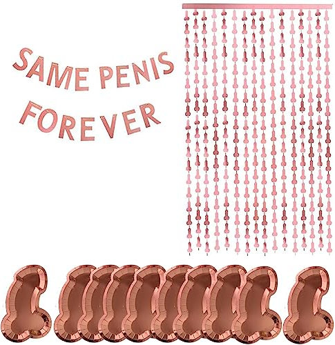 Set di decorazioni per addio al nubilato e feste di nozze, colore oro rosa, striscione per doccia nuziale, tenda con frange in lamina per foto sfondo, 10 piatti di carta