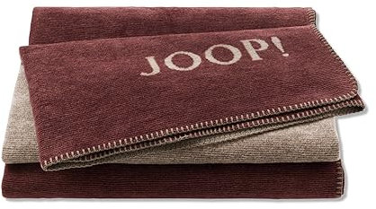 Joop! Wohndecke Melange - Doubleface Baumwollmischung weinrot-Sand Größe 150x200 cm
