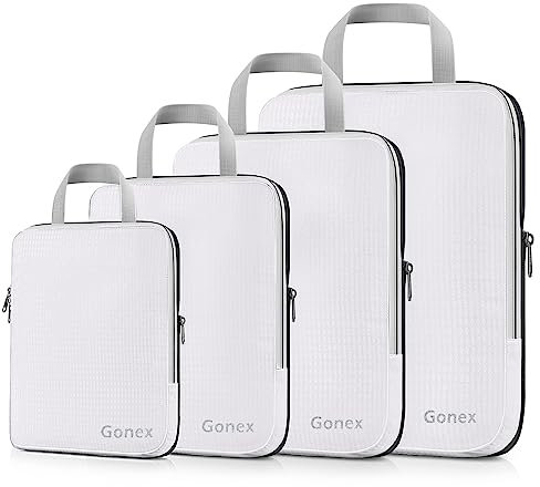 Gonex Compression Packing Cubes 4er Set, Gonex Kleidertaschen 4-teilig Verpackungswürfel, Kleidertaschen Set, Kofferorganizer Reise Würfel