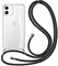 Xylota Coque avec Cordon pour iPhone 12 mini 5,4,Etui avec Collier Réglable Laniere Tour de Cou Lanière Corde Lanyard, Transparente Silicone Souple TPU + PC Case Antichoc Protection Housse Cover,Noir