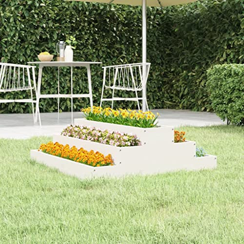 Hochbeet Schmal,Blumenkasten Balkon pflanzküBel Weiß 80x80x27 cm Massivholz Kiefergeeignet Für Garten, Eingang, Wohnzimmer, Korridor, Büro, Balkon, Außenbereich