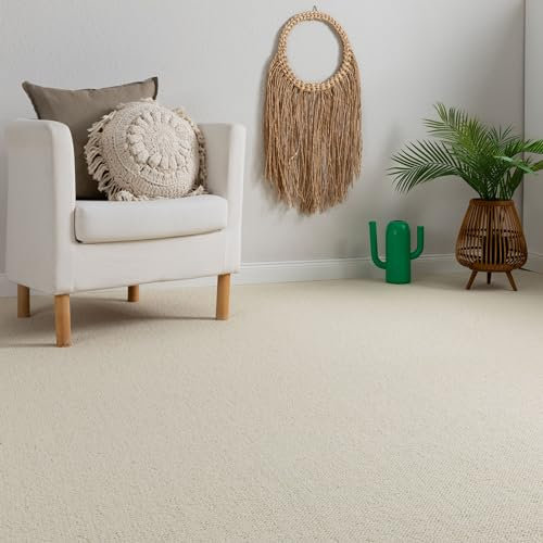 Steffensmeier Teppichboden Sydney Meterware | Auslegware Schlinge, 100% Schurwolle | Weiß, Größe: 100x500 cm