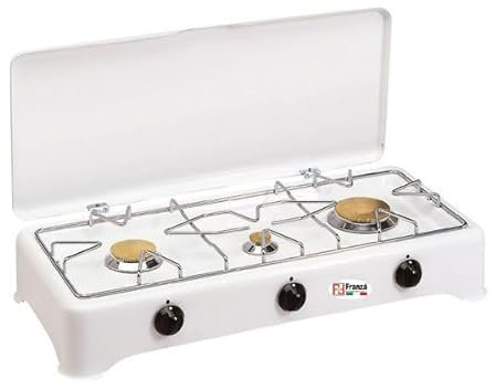 Fornello 3 fuochi a gas Metano smaltato bianco per uso esterno Made in Italy - 5324/MT