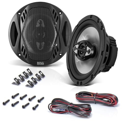 KIT SET PER BOSS AUDIO SYSTEMS NX654 2 altoparlanti coassiali a 4 vie 6,5 16,5 cm, 200 watt rms 400 watt max, 4 ohm, 87 db, con sospensione in gomma, a coppia + cavi di installazione omaggio