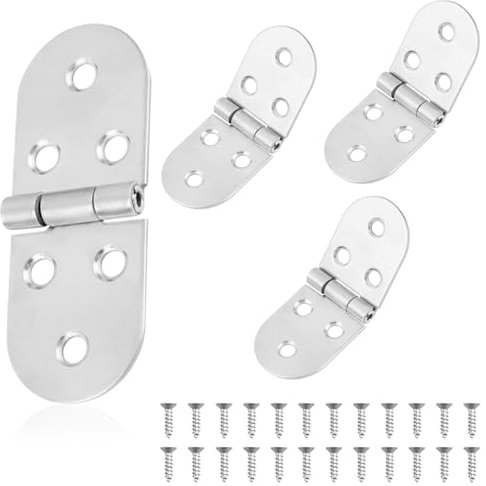 Edelstahl Scharniere, 4 Stück Scharnier Reparaturset, mit 24 Schrauben, Mini MöBelscharnier Aufschraubscharnier, Runde Klappscharnier für Klapptisch, Schrank, Wohnmöbel, Schublade, Kisten Fenster