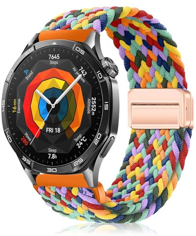 YealRed 22mm Cinturino per Huawei Watch 5 46mm/GT 5 Pro 46mm/GT 5 /GT 4 /GT 3 /GT 2, Bracciale in Nylon Chiusura Magnetica Compatibile con Huawei Watch 4/4 Pro/ 3 Pro/ 2 Classic (W Colorato)