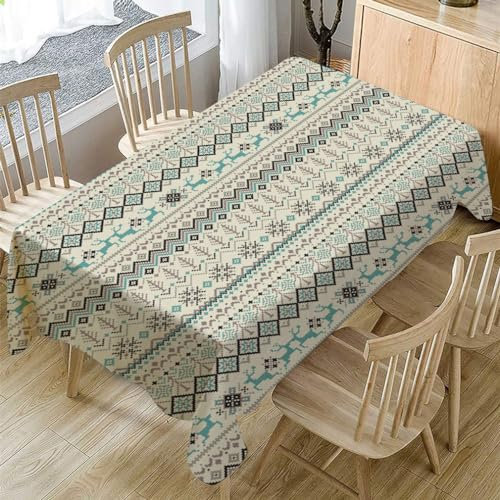Gartentischdecke Vintage Grüner Hirsch Tischdecke Outdoor Indoor Wasserdicht Tischdecke Geburtstag Tischdecke Abwaschbar Fleckschutz Party Tischdecke Esstisch Table Cloth(140x200cm)