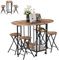 GOKHOMX Mesa de comedor con 4 sillas, mesa de cocina, pequeño espacio con 4 sillas plegables, mesa plegable con espacio de almacenamiento para restaurante, terraza y balcón jardín (marrón rústico)