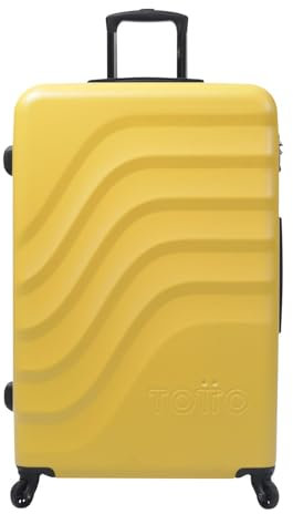 TOTTO - Maleta Rígida Grande, Modelo Bazy, 51.8 x 78.8 x 30 cm, Capacidad 98 L, Resistencia a Impactos, Ruedas 360º, Manija Telescópica, Correas de Compresión Internas, Candado TSA, Color Super Lemon