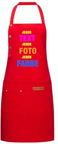 Generisch Schürze Personalisiert Mit Foto Oder Wunschtext,Grillschürze Für Männer-Kochschürze Herren,Grillschürze Für Männer Lustig Personalisierte Geschenke (rot)
