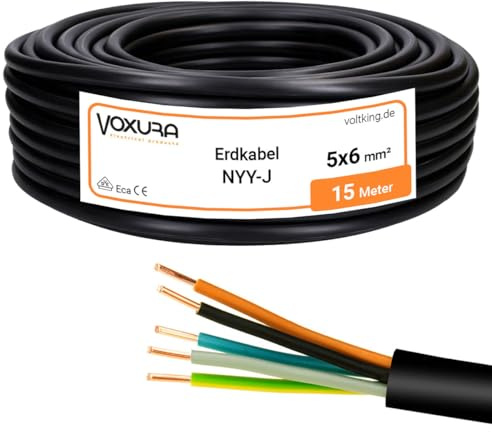 NYY-J 5x6 mm² 15m Ring Erdkabel Stromkabel Kupfer | Verlegung im Freien Erdreich