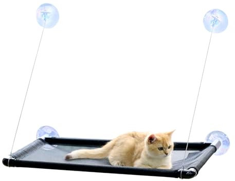 Frayot Hamaca para Gatos para Pared con 4 ventosas, Percha para Ventana de Gato, Ahorro de Espacio y fácil de Montar, Cama Grande para Gatos, Soportes de Seguridad para Mascotas (Mediano)