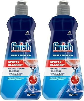 Finish Dishwasher Rinse & Shine Aid | For Drier Glasses and Spot Prevention | Pack of 2, 400ml each