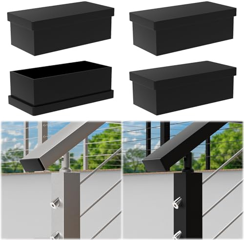 Gyykzz 4 Pack Stainless Steel Handrail End Cap, End Handrail Accessories, Rectangular Tube Plug for Stainless Steel Handrail, End Cap for Flat Top Rail for Cable Railing System