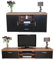 Moderno mueble de TV de 2 metros y aparador grande, color negro y nogal, elegante mueble de sala de estar