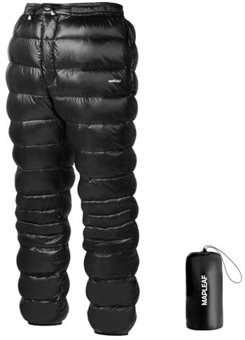 Mapleaf Piumino Ultraleggero Caldo 800FP Pantaloni Invernali da Uomo Pantaloni da Neve ispessiti Resistenti al Freddo con Tasca Lampo Antivento da Donna Invernali Alpinismo Sci attività