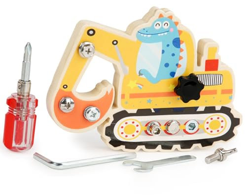 Montessori Spielzeug, Bagger pielzeug, Holz Schraubbrett Holzspielzeug, Montessori Holz Schraubbrett, Holzschrauben Kinder Spielzeug, EIN Toller Reisebegleiter für Kinder Unterwegs