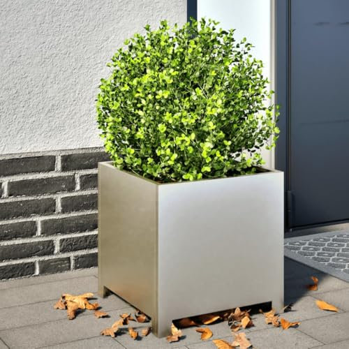 Somanki Pflanzkübel 40x40x40 cm Edelstahl, Blumentopf Gross, Blumenkasten Balkon, übertopf, Pflanzkasten, Flowerpot, Kräuterbeet Für Die Küche, Vertikalbeet - 851207