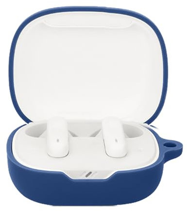 KUSINHOKA Case for JBL Wave Flex 2 with Carabiner,Anti-Scratch Premium Soft Silicone Full Protective Case,Shockproof Ultra Slim Headphone Protective Case for JBL Wave Flex 2,Blue