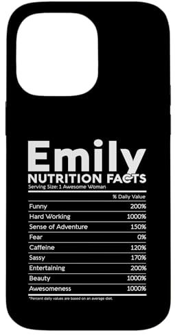 iPhone 14 Pro Max Emily Name Nutrition Facts Personalized Women Girl Christmas Case