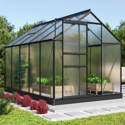 Vitavia Gewächshaus Comet 6200, schwarz, 6,2 m², 4 mm HKP | Wetterfestes & stabiles Treibhaus | Perfekt für Gemüse & Pflanzen | Robust & langlebig
