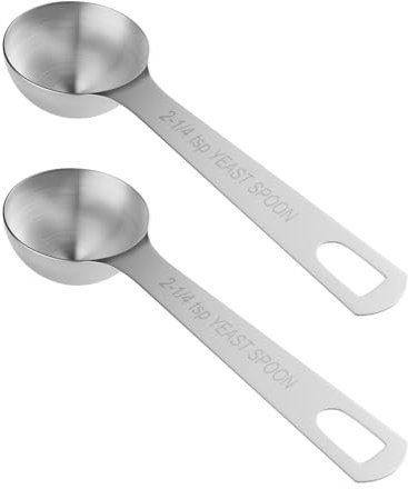 BERYLER 2PCS Yeast Measuring Spoon, Stainless Steel 2-1/4 Teaspoons, 2.25tsp, 0.25 Ounces
