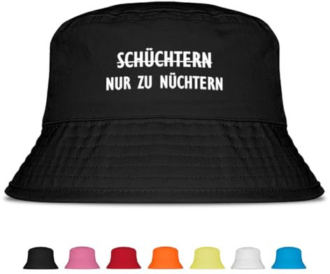 Nur zu nüchtern - Lustiger Fischerhut – Der perfekte Sonnenhut für Herren & Damen – Ideal als Malle-Outfit, Party-Accessoire & Festival-Eimerhut für den Strand | Farbe Schwarz